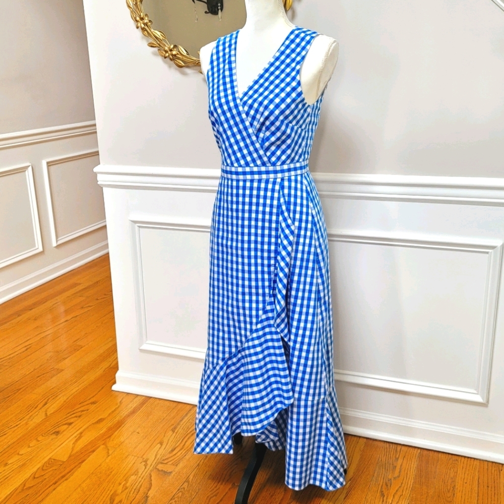 J. Crew Blue and White Gingham Maxi Dress - Picture 4 of 8